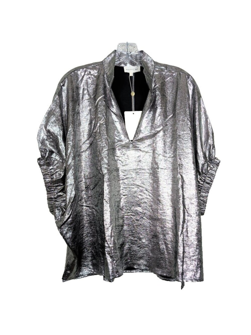 entro Metallic Silver Tunic Top